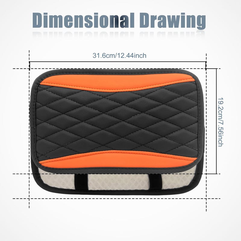 Vrasly Car Center Console Cover, Universal Leather Waterproof Armrest Seat Box Cover Protector, Comfortable Car Decor Accessories Fit for Most Cars, Vehicles, SUVs-Orange - Image 2